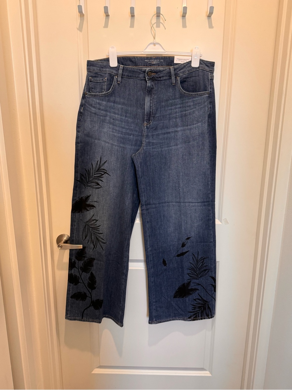 Chico's High Rise Wide Leg Flocked Botanical Jeans